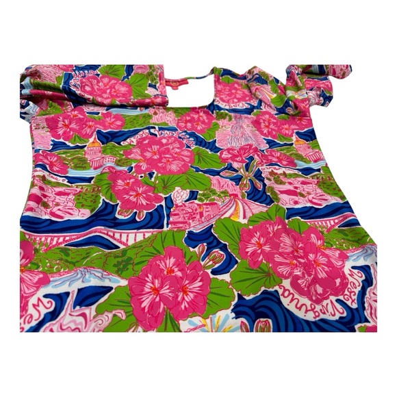 Vibrant Kaeli Smith West Virginia Pink and Blue Patterned Dress - Picture 6 of 10